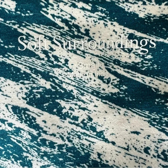 New Soft Surroundings Joanna Faux Wrap Jersey Maxi Dress Teal Cream Abstract - Picture 12 of 15